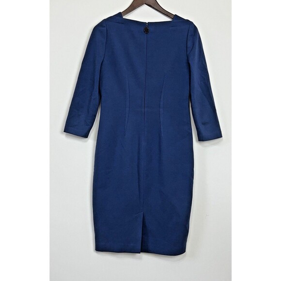 Elie Tahari Career Dress Size 6‎ Blue Scuba Knit Layer Notch Square Neck Zip - Picture 12 of 13